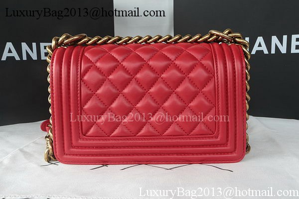 Boy Chanel mini Flap Bag Original Sheepskin A67085 Dark Red