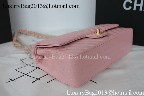 Chanel 2.55 Series Flap Bag Lambskin Chevron Leather A1112CF Pink