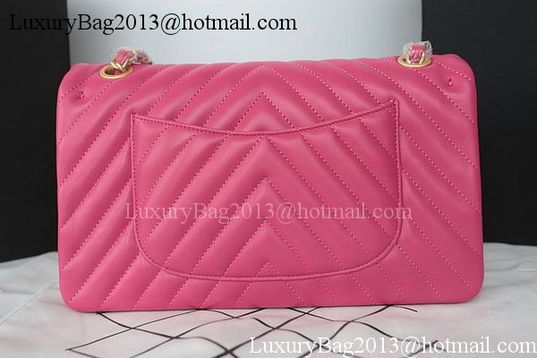 Chanel 2.55 Series Flap Bag Lambskin Chevron Leather A1112CF Rose