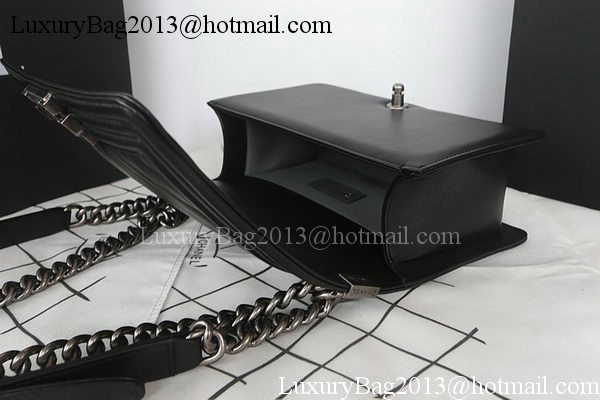 Boy Chanel Flap Bag Original Chevron Sheepskin A67025 Black