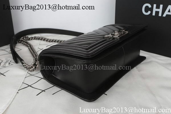 Boy Chanel Flap Bag Original Chevron Sheepskin A67025 Black