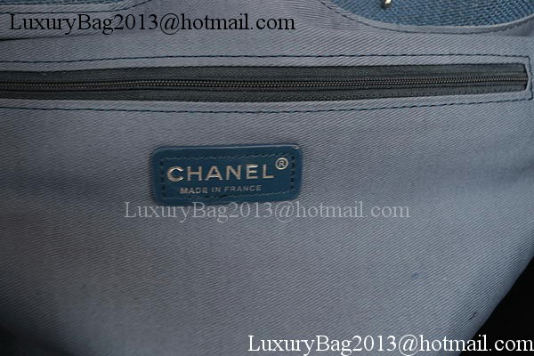 Chanel Large Canvas Tote Shopping Bag A67002 Blue