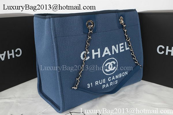 Chanel Medium Canvas Tote Shopping Bag A67001 Blue