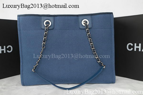 Chanel Medium Canvas Tote Shopping Bag A67001 Blue