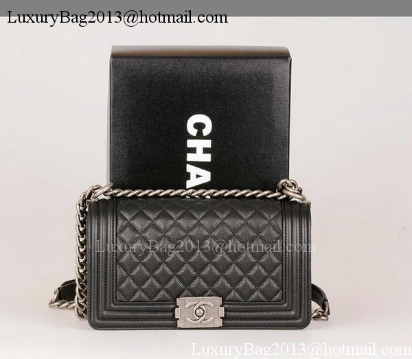 Boy Chanel Flap Shoulder Bag Black Original Cannage Pattern A67086 Silver