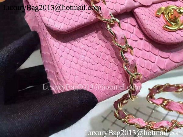 Chanel mini Classic Flap Bag Original Snake Leather A1116 Pink