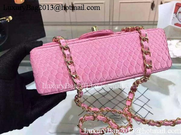 Chanel mini Classic Flap Bag Original Snake Leather A1116 Pink