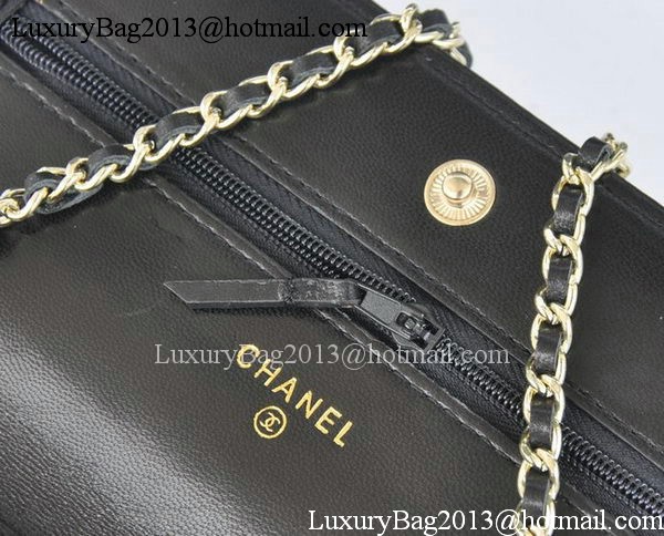 Chanel mini Flap Bags Camellia Sheepskin Leather A99301 Black