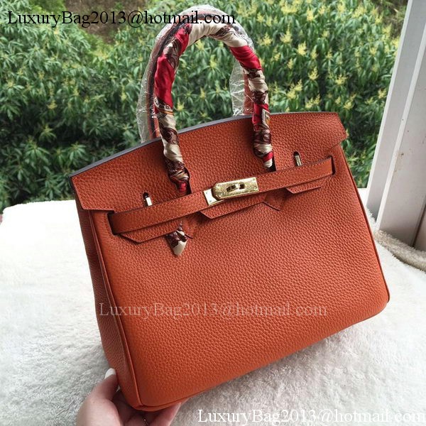 Hermes Birkin 30CM Tote Bags Orange Calfskin Leather BK30 Gold