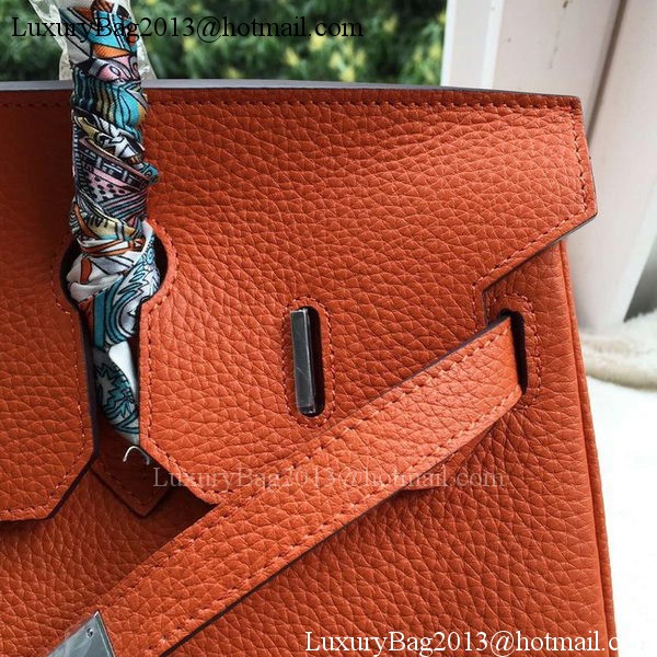 Hermes Birkin 35CM Tote Bag Orange Calfskin Leather BK35 Silver