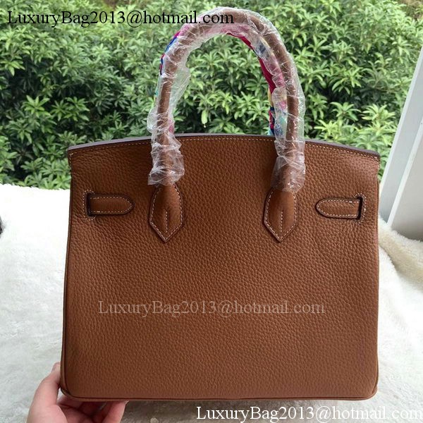 Hermes Birkin 30CM Tote Bags Brown Calfskin Leather BK30 Silver