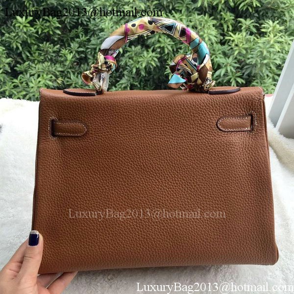 Hermes Kelly 32cm Shoulder Bag Brown Calfskin Leather K32CL Gold