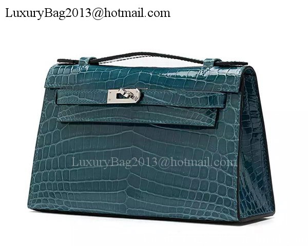 Hermes MINI Kelly 22cm Clutch Croco Leather KL22 Green