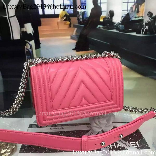 Boy Chanel mini Flap Bag Original Chevron Nubuck Leather A5707 Rose