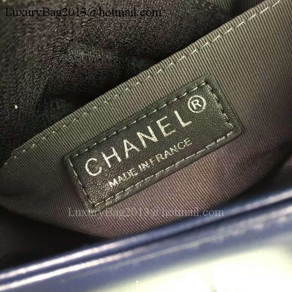 Boy Chanel mini Flap Bag Original Chevron Nubuck Leather A5707 Royal