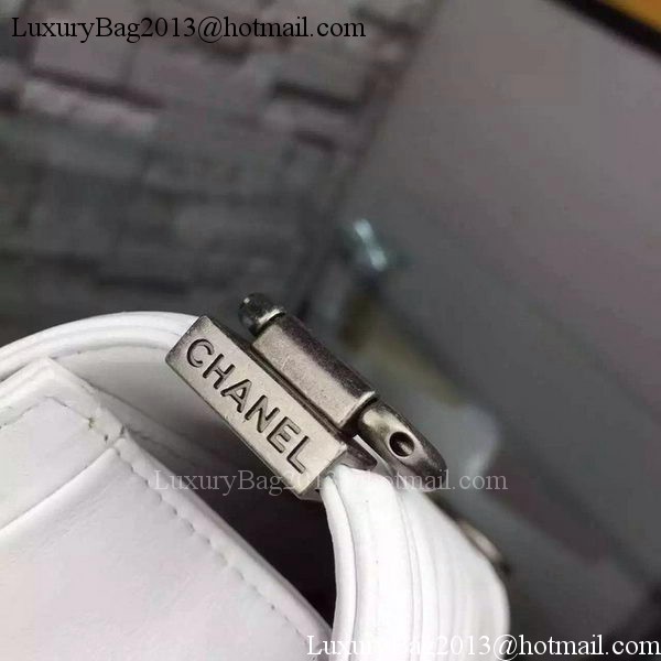 Boy Chanel mini Flap Bag Original Chevron Nubuck Leather A5707 White