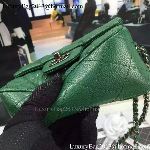 Chanel Classic MINI Flap Bag Cannage Pattern Leather A8171 Green