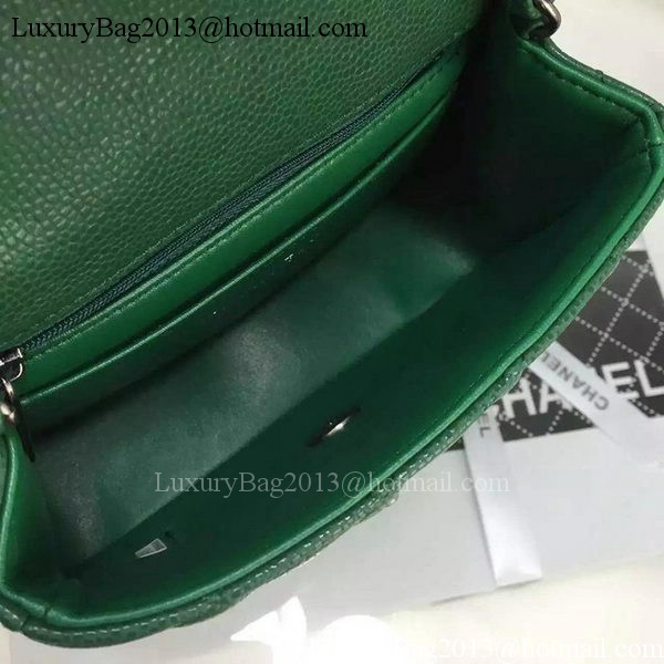 Chanel Classic MINI Flap Bag Cannage Pattern Leather A8171 Green