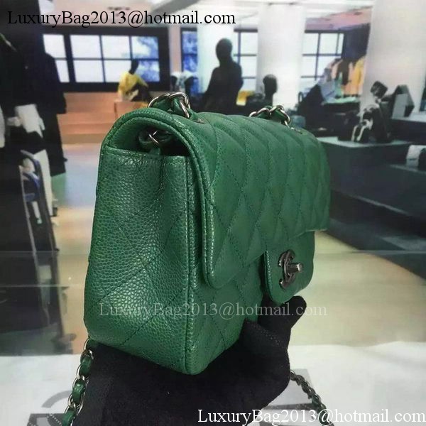 Chanel Classic MINI Flap Bag Cannage Pattern Leather A8500 Green