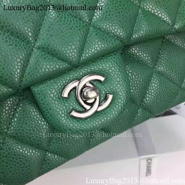 Chanel Classic MINI Flap Bag Cannage Pattern Leather A8500 Green