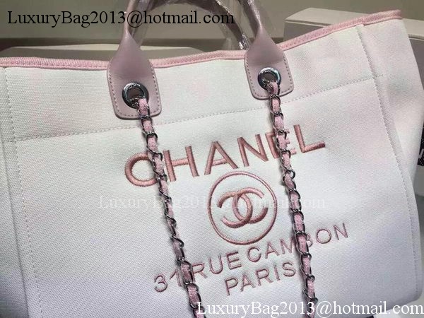 Chanel Large Canvas Tote Shopping Bag A5002 Light Pink