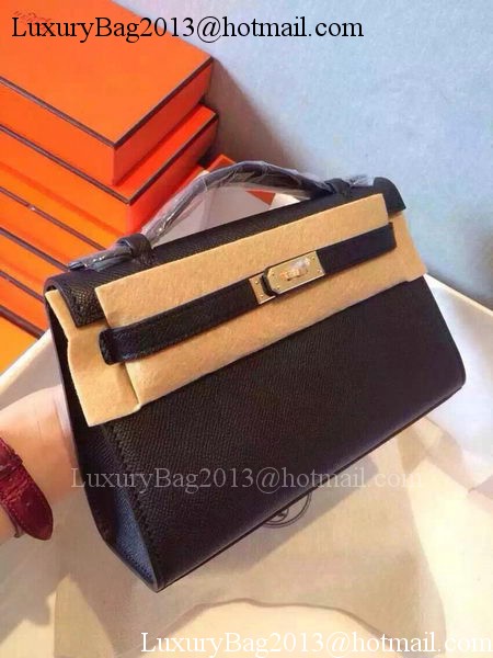 Hermes MINI Kelly 22cm Tote Bag Calfskin Leather K22 Black