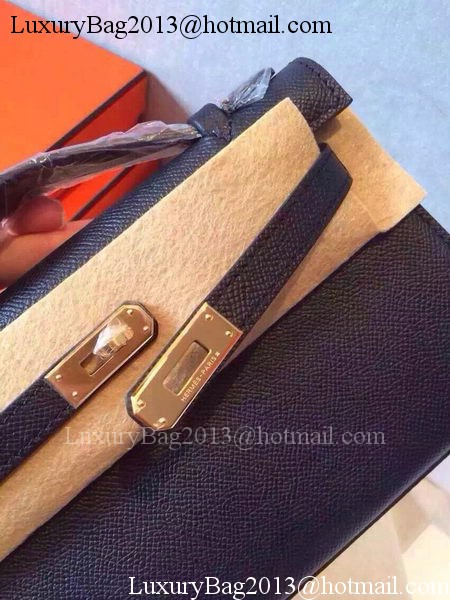 Hermes MINI Kelly 22cm Tote Bag Calfskin Leather K22 Black