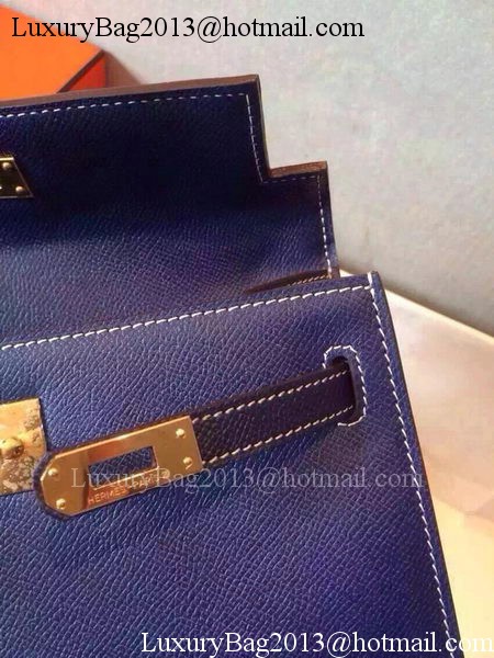 Hermes MINI Kelly 22cm Tote Bag Calfskin Leather K22 Blue