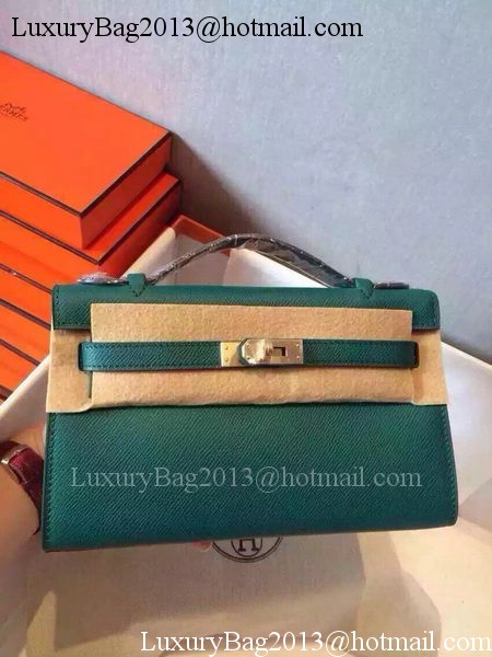 Hermes MINI Kelly 22cm Tote Bag Calfskin Leather K22 Dark Green