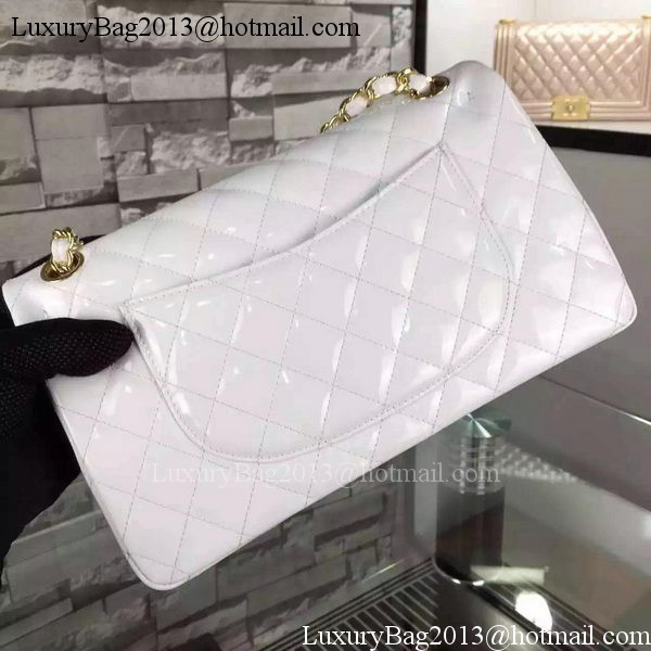 Chanel 2.55 Series Double Flap Bag White Original Patent Leather CF7024 Gold