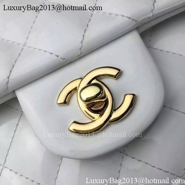 Chanel 2.55 Series Double Flap Bag White Original Patent Leather CF7024 Gold