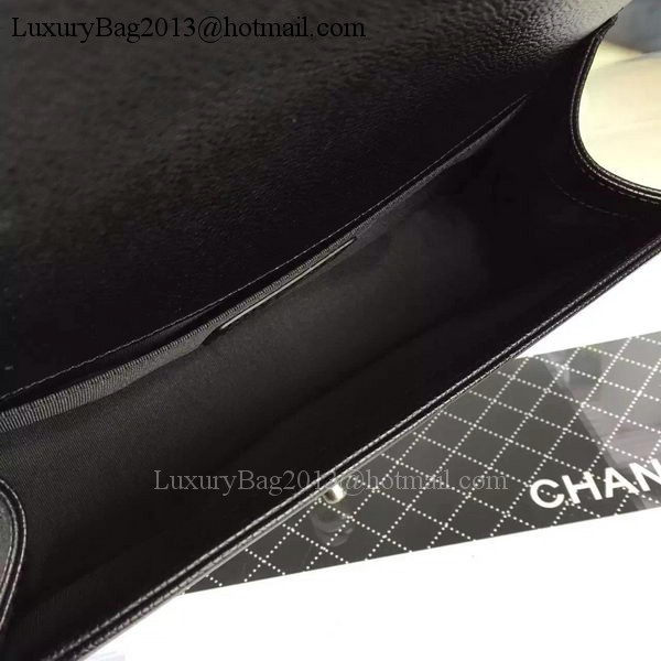 Chanel Boy Flap Shoulder Bag Black Original Calfskin Leather A8708 Silver