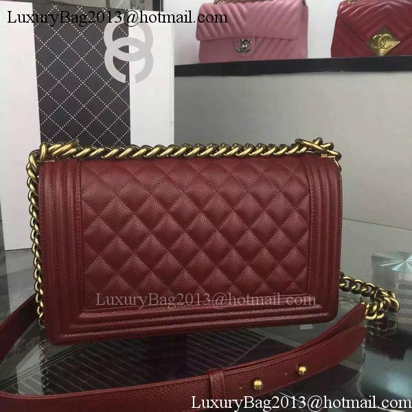 Chanel Boy Flap Shoulder Bag Burgundy Original Calfskin Leather A8708 Bronze