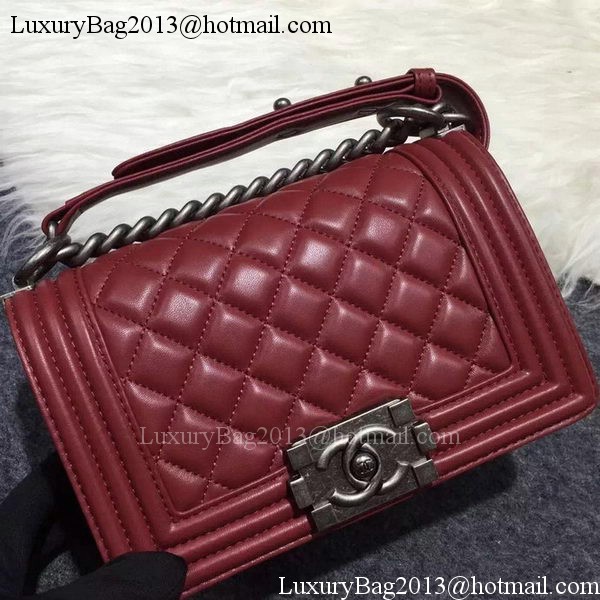 Chanel Boy Flap Shoulder Bag Burgundy Original Sheepskin Leather A67085 Silver