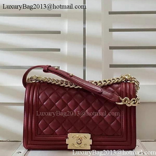 Chanel Boy Flap Shoulder Bag Burgundy Original Sheepskin Leather A67086 Gold