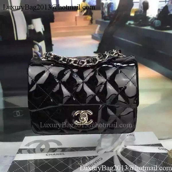 Chanel Classic mini Flap Bag Black Original Patent Leather CF7171 Silver