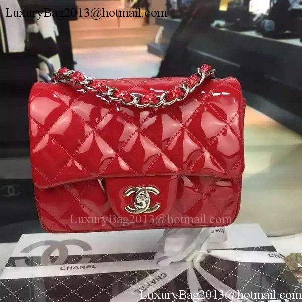 Chanel Classic mini Flap Bag Red Original Patent Leather CF7171 Silver