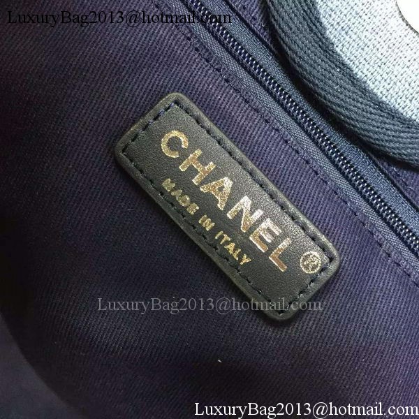 Chanel Large Canvas Tote Shopping Bag A1679 Blue