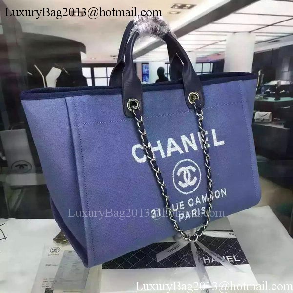 Chanel Large Canvas Tote Shopping Bag A1679 Blue