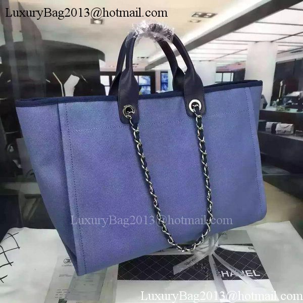 Chanel Large Canvas Tote Shopping Bag A1679 Blue