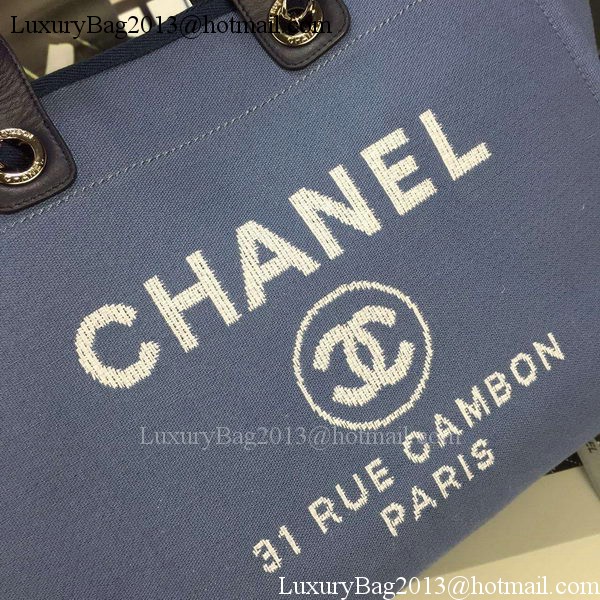 Chanel Large Canvas Tote Shopping Bag A1679 Blue