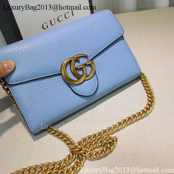 Gucci GG Marmont Leather mini Chain Bag 401232 Blue