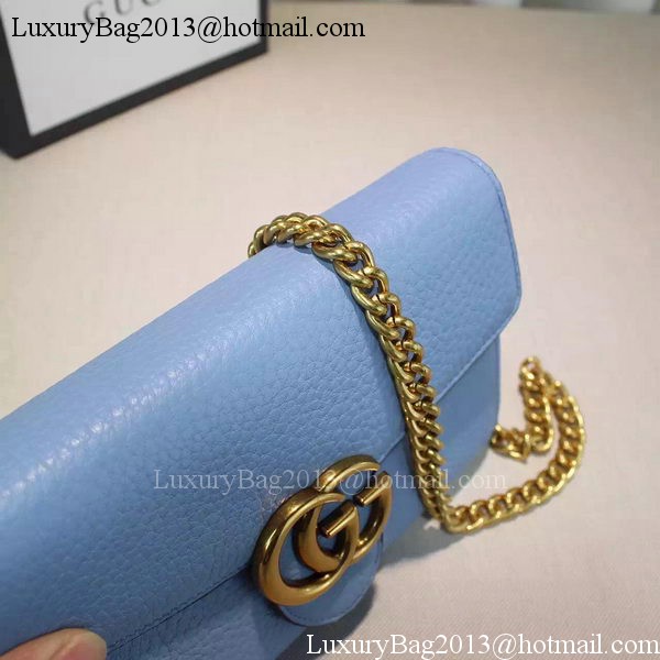 Gucci GG Marmont Leather mini Chain Bag 401232 Blue