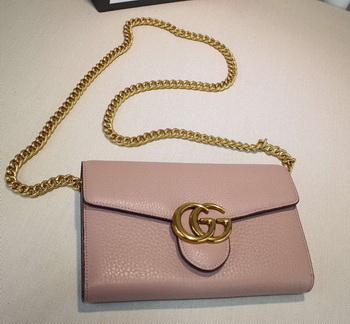 Gucci GG Marmont Leather mini Chain Bag 401232 Pink