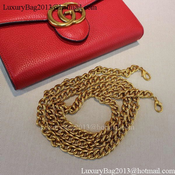 Gucci GG Marmont Leather mini Chain Bag 401232 Red