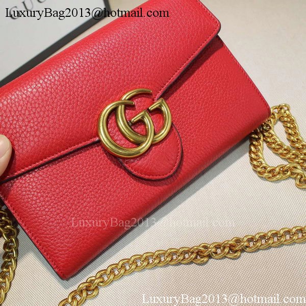 Gucci GG Marmont Leather mini Chain Bag 401232 Red