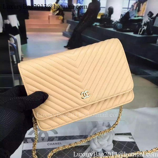 Chanel mini Flap Bag Chevron Leather A33814 Apricot