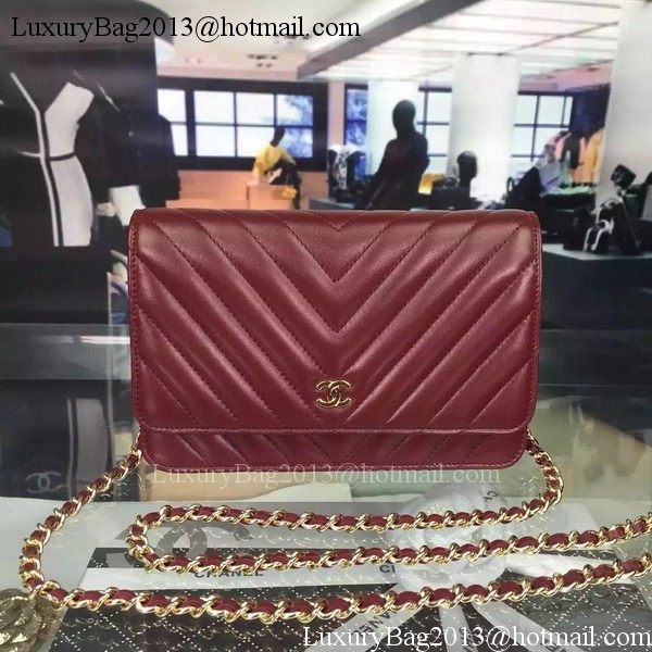 Chanel mini Flap Bag Chevron Leather A33814 Burgundy