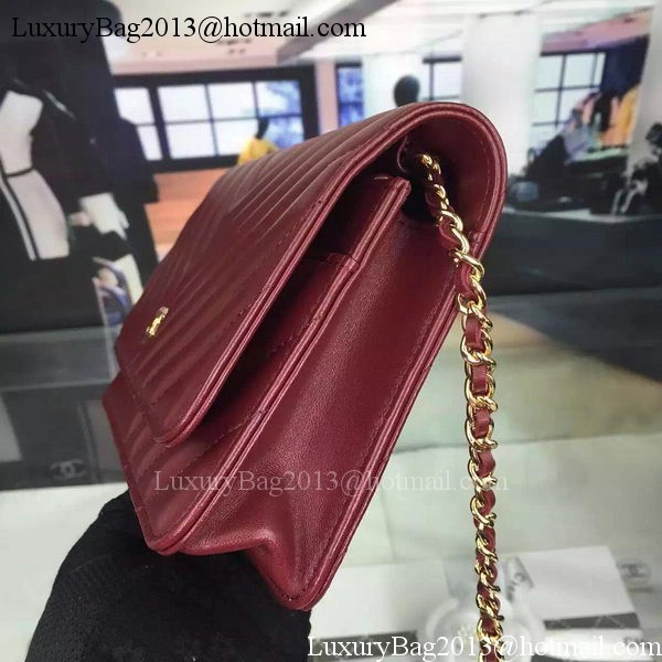 Chanel mini Flap Bag Chevron Leather A33814 Burgundy