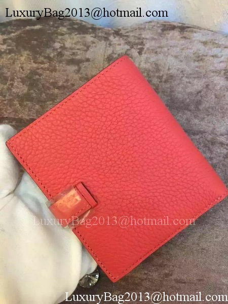 Hermes Bi-Fold Wallet Togo Leather H512 Light Red